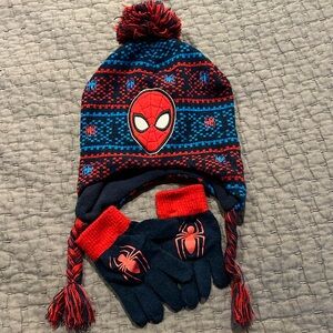 Toddler Size Spiderman Hat and Gloves OS
